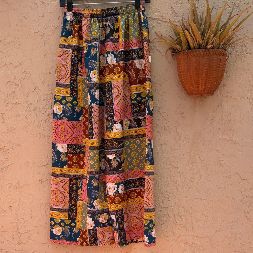 Prondi Patterned Patchwork Wide Leg Pants - Multi… - image 2